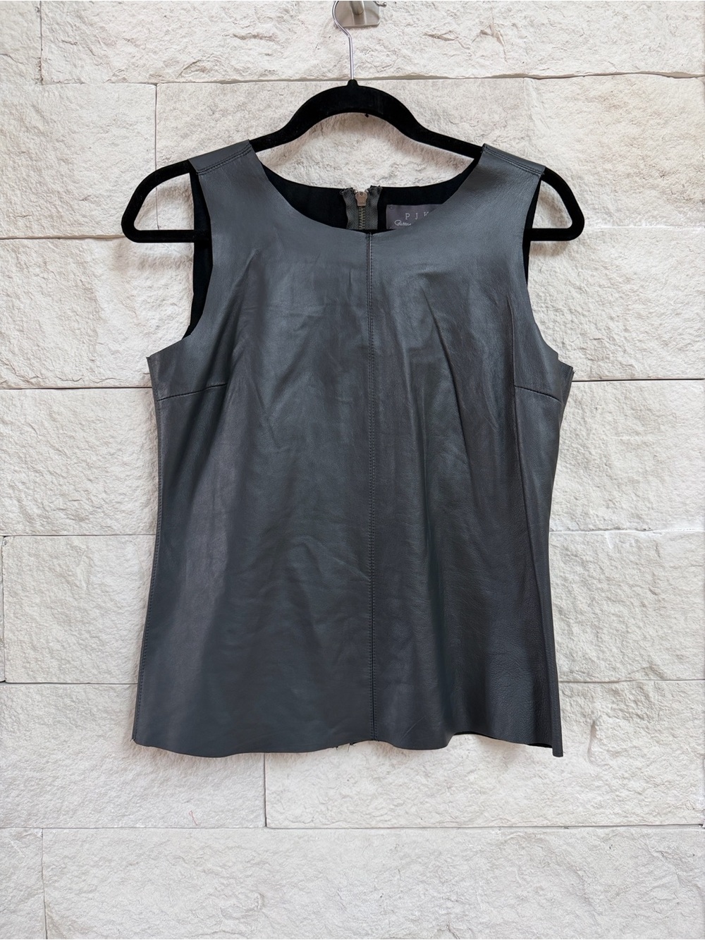PJK Patterson J. Kincaid Black Leather Sleeveless Shell Top